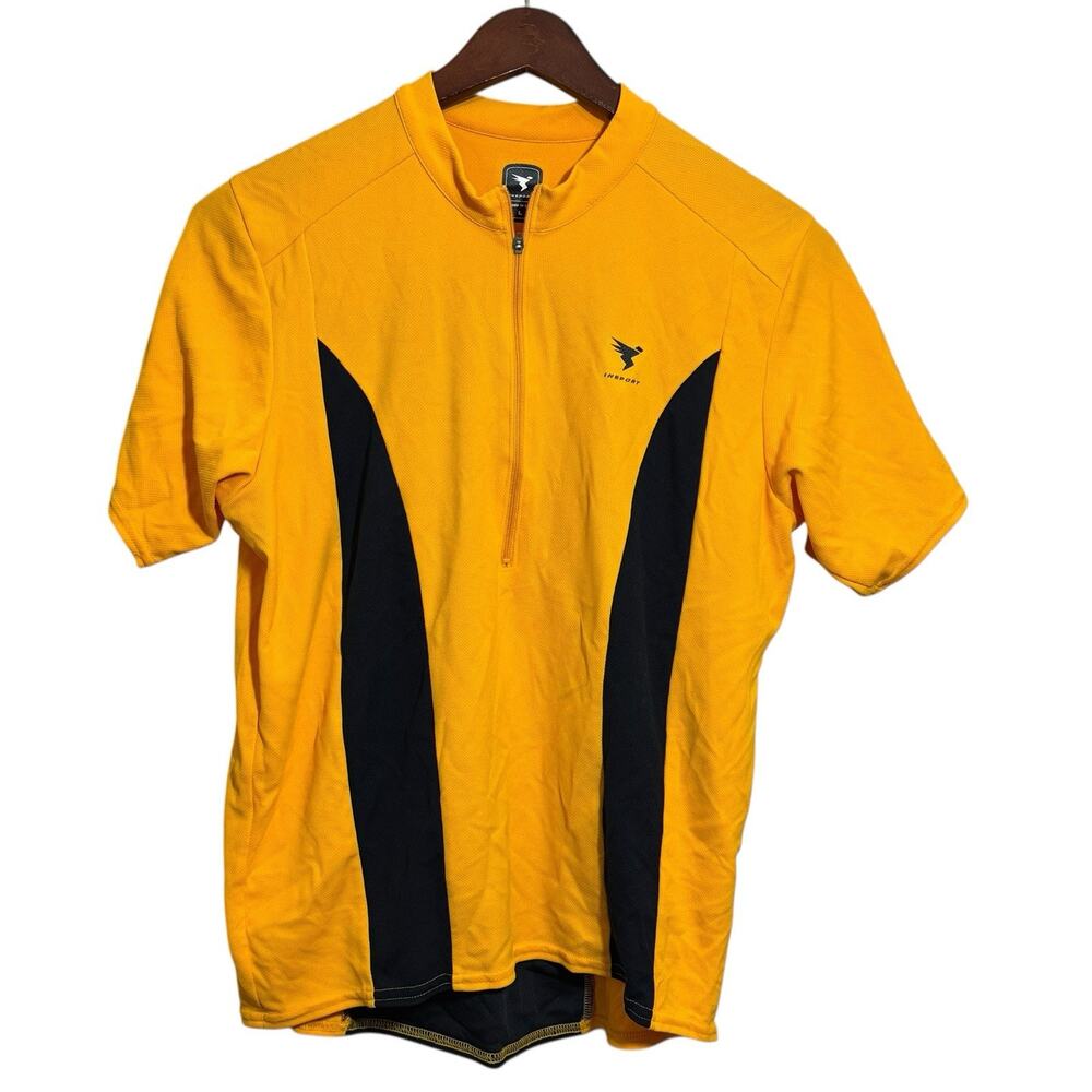 Insport Men’s Yellow Size Large Short Sleeve Cycling Bike Jersey Shirt Athletic